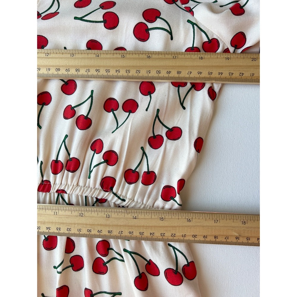 Dress Red Cherry Print Compañía Fantástica AOP Midi Shirt Dress Women M Viscose - Picture 5 of 15
